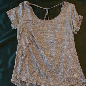 Open back burgundy shirt